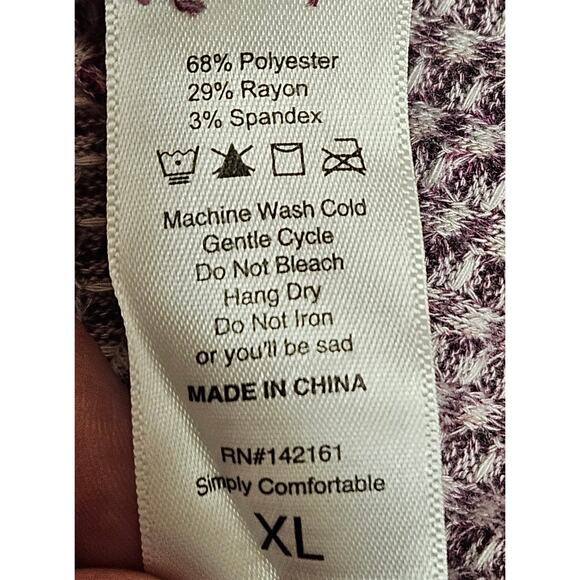 LULAROE Kristen Purple Cowl Neck Waffle Knit Long Dolman Sleeve Size XL - Picture 6 of 6